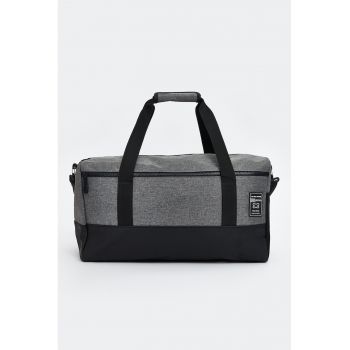 Geanta duffle din material textil - Negru/Gri deschis melange