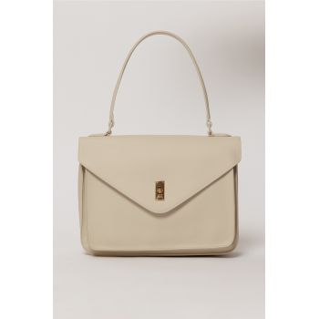 Geanta eleganta ivory cu design structurat