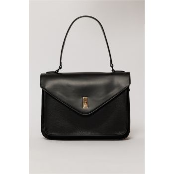 Geanta eleganta neagra cu design structurat