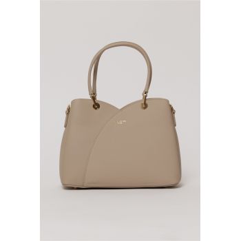 Geanta gri deschis din piele ecologica cu design tip lalea