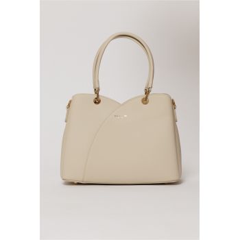 Geanta ivory din piele ecologica cu design tip lalea