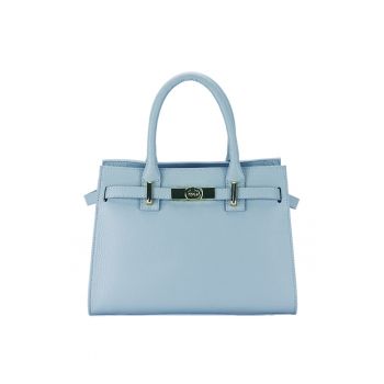 Geanta medie din piele naturala 1727 122 - Albastru deschis