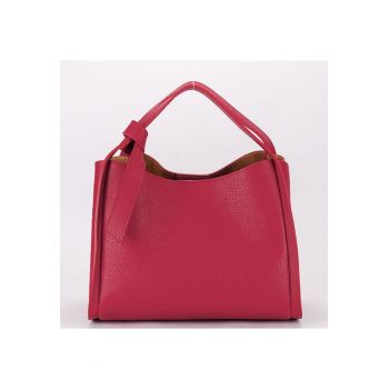 Geanta medie din piele naturala 8905 128 - Rosu