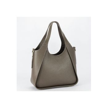 Geanta medie din piele naturala 8907 128 Maro - Maro taupe