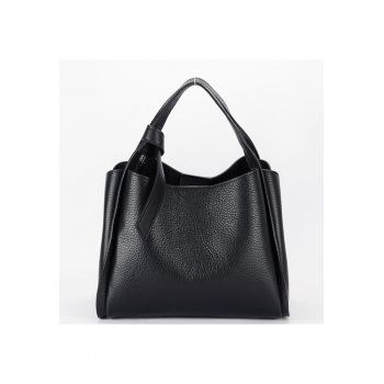 Geanta medie neagra din piele naturala 8905 128 19193 - Negru