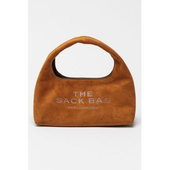 Geanta mica din piele intoarsa cu maner - Maro scortisoara