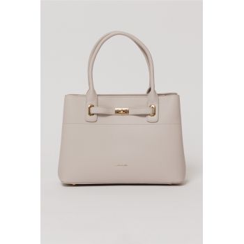 Geanta office lila cu detalii aurii