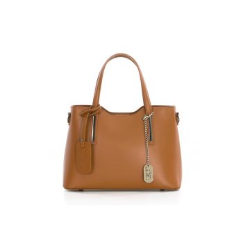 Geanta piele cu bareta de umar1112 - Maro deschis - 22x28x8
