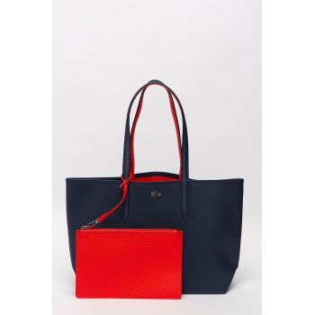 Geanta shopper de piele ecologica - cu etui detasabil - Bleumarin