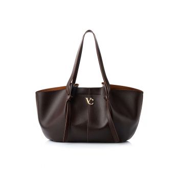 Geanta shopper din piele ecologica - Maro inchis