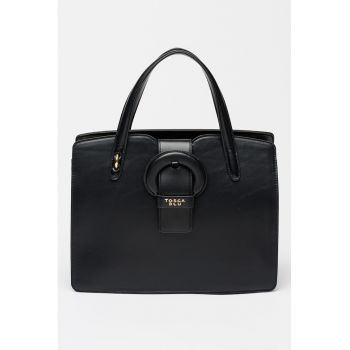 Geanta shopper din piele ecologica - Negru