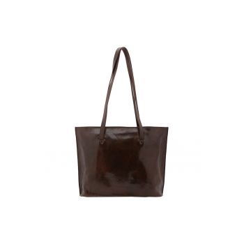 Geanta tote de piele - Maro inchis