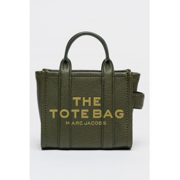 Geanta tote mica din piele - Verde inchis