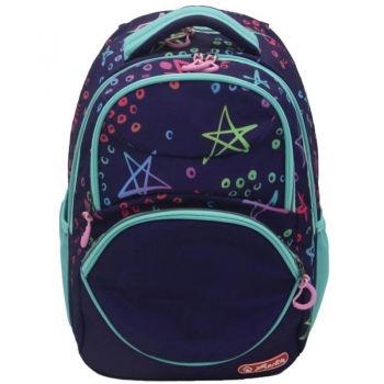 Ghiozdan Ergonomic Zipper Cube, Motiv Stars, Inaltime 43 cm, Latime 29 cm