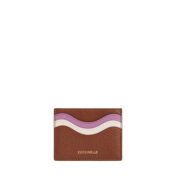 Nami small card holder grained leather cognac + pearl + jellyfish