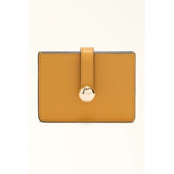 Portcart de piele Sfera - Galben inchis