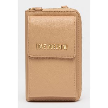 Portofel convertibil cu bareta din lant si fermoar - Maro camel