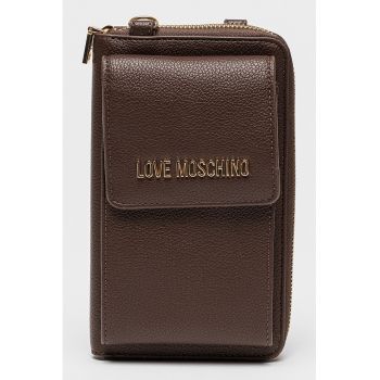 Portofel convertibil cu bareta din lant si fermoar - Maro