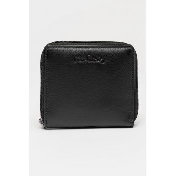Portofel de piele cu fermoar - Negru