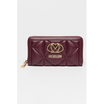 Portofel de piele ecologica cu aspect matlasat - Violet