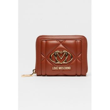 Portofel de piele ecologica cu logo - Caramel