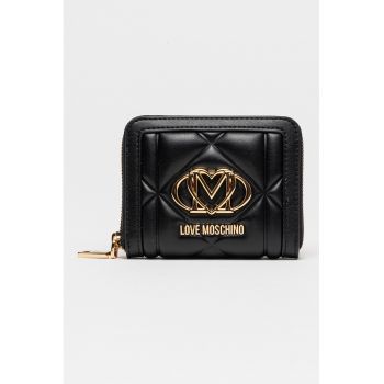 Portofel de piele ecologica cu logo - Negru