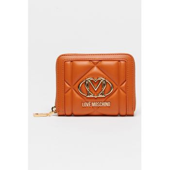 Portofel de piele ecologica cu logo - Portocaliu inchis