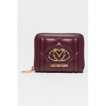 Portofel de piele ecologica cu logo - Violet