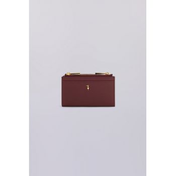 Portofel pliabil de piele - Visiniu