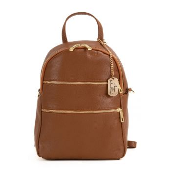 Rucsac de piele cu bretele detasabile Zeolla - Maro camel