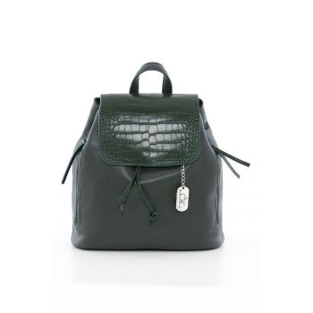 Rucsac de piele cu segment cu model piele de crocodil Amedea - Verde pal