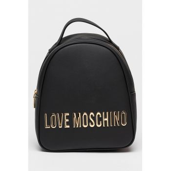 Rucsac de piele ecologica cu logo metalic - Negru