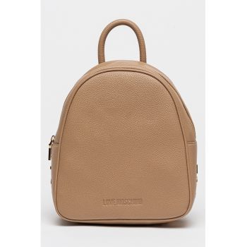 Rucsac din piele ecologica cu logo metalic supradimensionat Zaino - Maro camel