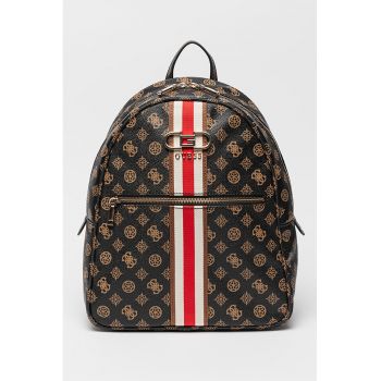 Rucsac din piele ecologica cu model Nelka - Rosu/Maro inchis