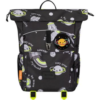Rucsac Kanga Roll, Motiv Neon Space, 38 x 27 x 15 cm, Negru