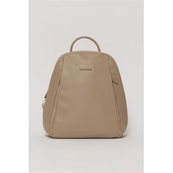 Rucsac taupe cu design structurat
