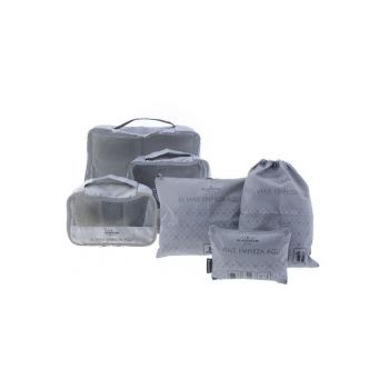 Set organizator voiaj Gladiator - 6 piese - Poliester - Gri - 23x14x8cm - 35x30x10cm
