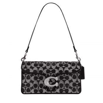 Tabby shoulder bag 26 with signature beading silver/black