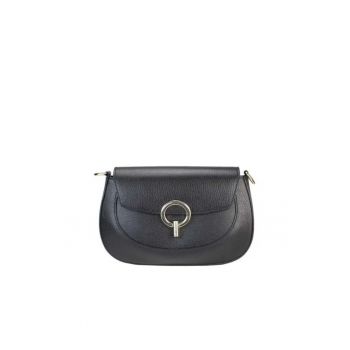 Borseta dama -  piele naturala - 27.5x17x7.5cm - negru