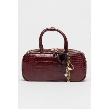 Geanta bowler de piele ecologica Flyn - Maro cognac