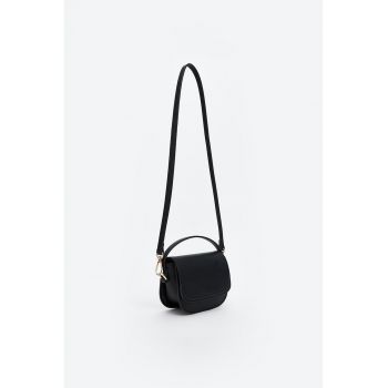 Geanta crossbody cu bareta de umar detasabila - Negru