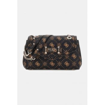 Geanta crossbody cu model monograma - Negru/Maro camel