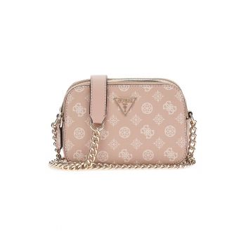 Geanta crossbody cu model monograma Noelle - Alb/Roz pastel