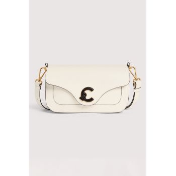 Geanta crossbody de piele C-Me - Alb fildes