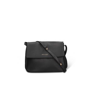 Geanta crossbody de piele ecologica cu clapa Liviana Elite - Negru