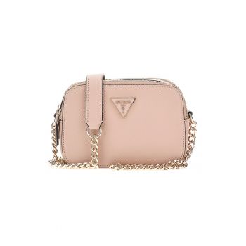 Geanta crossbody de piele saffiano sintetica Noelle - Roz pastel