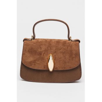 Geanta crossbody de piele si piele intoarsa Lucia - Caramel