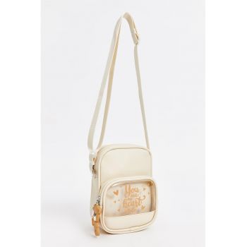 Geanta crossbody din piele ecologica - Bej deschis