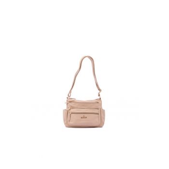 Geanta crossbody din piele ecologica cu detaliu logo - Maro camel