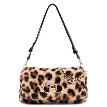 Geanta cu maner - animal print si logo - Maro inchis